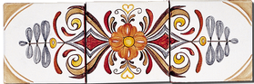 Carrelage - Médaillon de 3 carreaux décorés - Fresque - Tableau - Faïence de Provence à Salernes