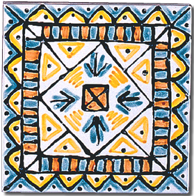 Carrelage - 13 x 13 Aztèque - Motif - Design - Faïence de Provence à Salernes