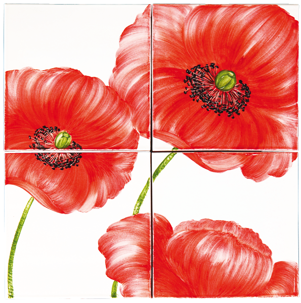 carrelages-decoration-Coquelicot- Carrelage émaillée- motif - Design - Salernes