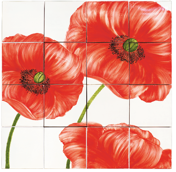carrelages-decoration-Coquelicot-Carrelage émaillé- motif- Design - Salernes